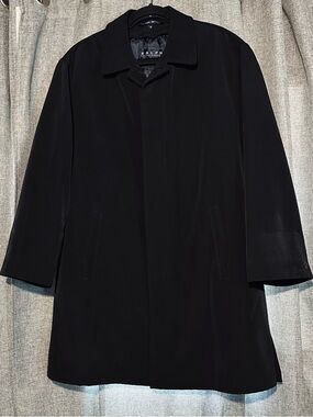 Ralph Lauren Lined Water Resistant Black Single-Breasted Trench Coat